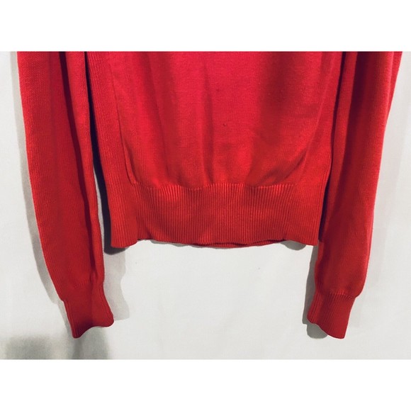 Tommy Hilfiger Womens Sweater Sz M Pink White Ribbed Hem Crewneck Long Sleeves - Picture 4 of 10